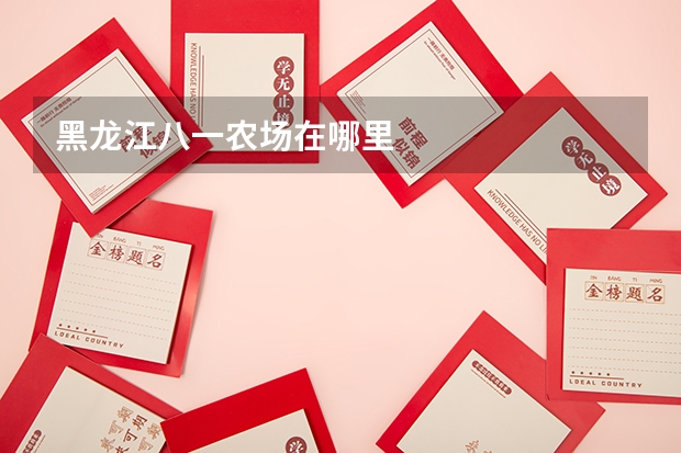 黑龙江八一农场在哪里