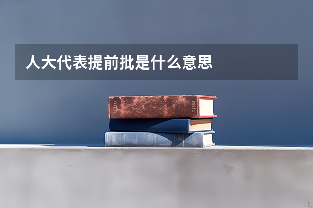 人大代表提前批是什么意思